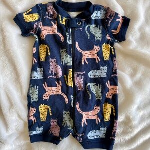 Quince Cat Print Baby One-Piece Romper